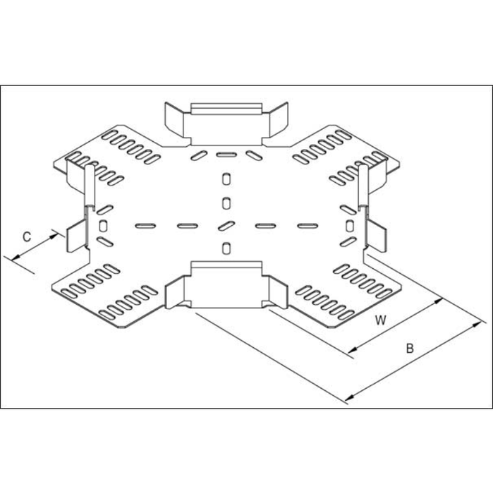 Unistrut TUHX225HG Crossover 4 Way Equal For Heavy Dty Tray 225mm Steel Hot Dipped Ga