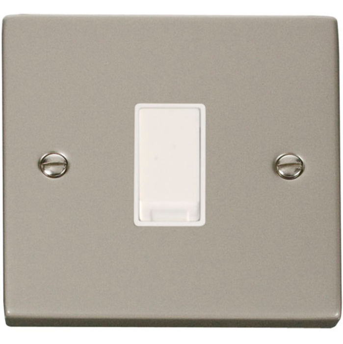 Click Scolmore VPPN025WH Victorian Pearl Nickel White Insert 10AX 1 Gang Intermediate Plate Switch