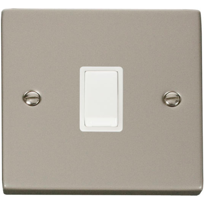 Click Scolmore VPPN622WH Victorian Pearl Nickel White Insert 20A Double Pole Plate Switch