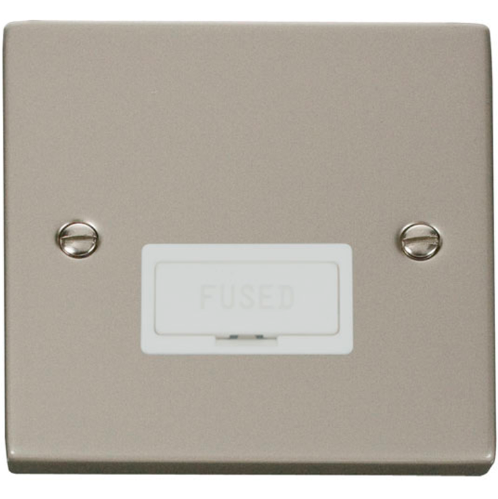 Click Scolmore VPPN650WH Connection Unit Fused 13A Pearl Nickel White Insert Victorian