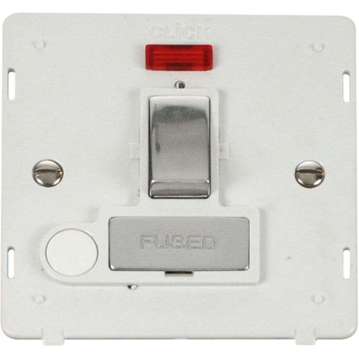 Click Scolmore SIN552PWCH Connection Unit Interior Fused Switched 13A Polar White Chrome Flex Outlet