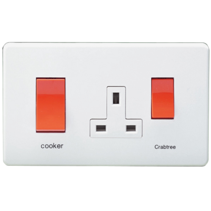 Crabtree 7521/WH 45A Cooker Control Unit With 13A Socket