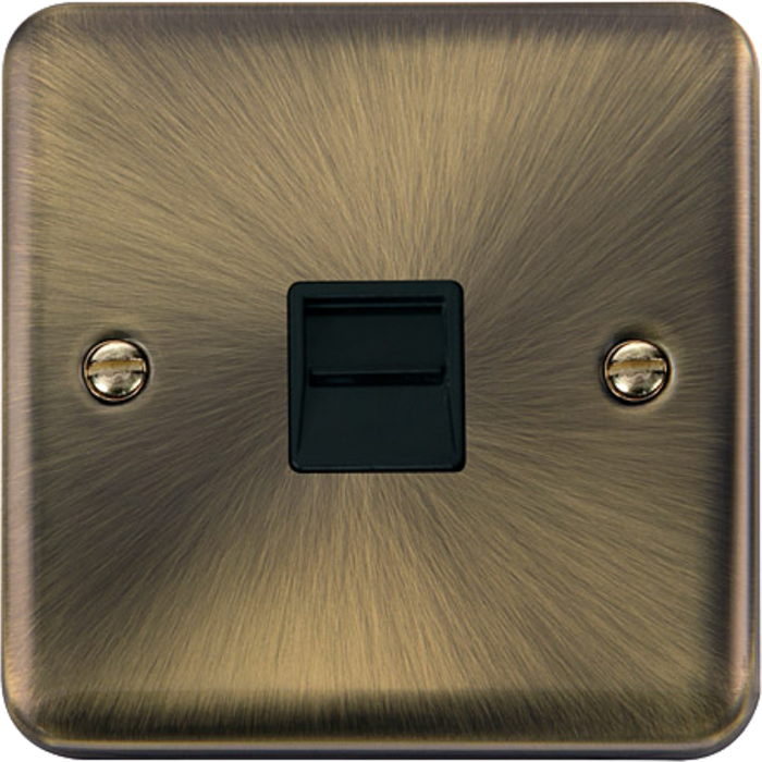 Click Scolmore DPAB125BK Telephone Socket Secondary Single Antique Brass Black Insert