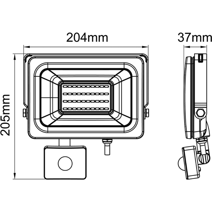 KSR Lighting KSR5264BLK Siena LED Floodlight with PIR Sensor 20W 2000 Lumens 6000K Black