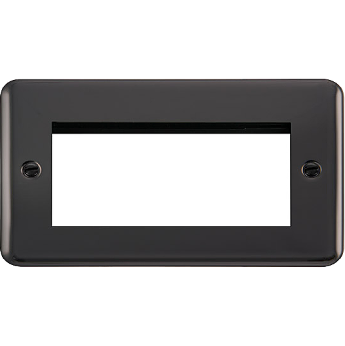 Click Scolmore DPBN312 Front Plate 2 Gang 4 Module Black Nickel Black&White Gasket