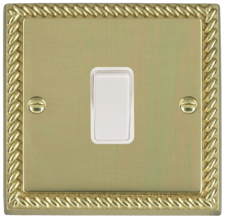 Hamilton 90R31WH-W Rocker Switch 1 Gang Intermediate 10A Polished Brass/White Insert