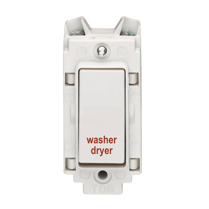 Crabtree 4460/WDR 20A Double Pole Grid Switch Printed 'Washer Dryer'
