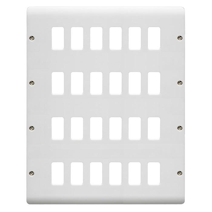 Crabtree CR2570/24WH 24 Gang Metal Grid Cover Plate White Mild Steel