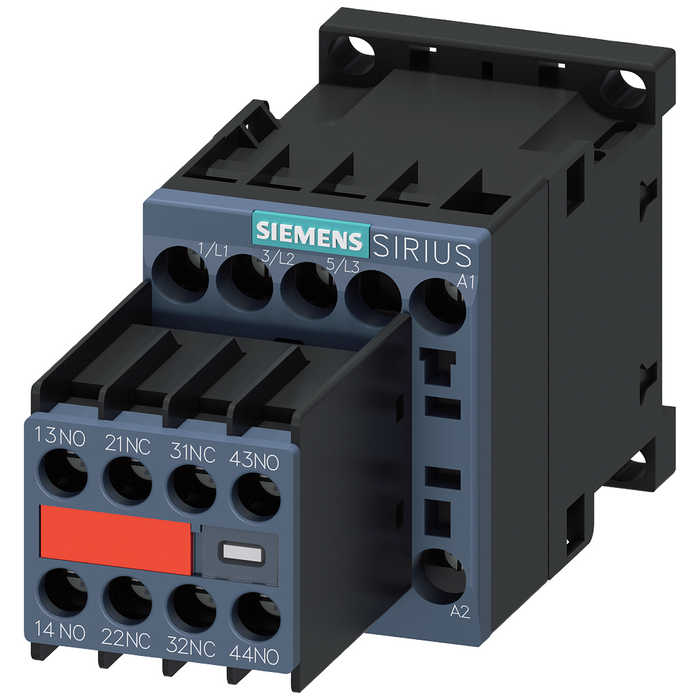 Siemens 3RT2015-1AP04-3MA0 Contactor, AC-3, 7 A/3 KW/400 V, 3-Pole, 230 V AC, 50/60 Hz, 2 NO+2 NC, Screw Terminal