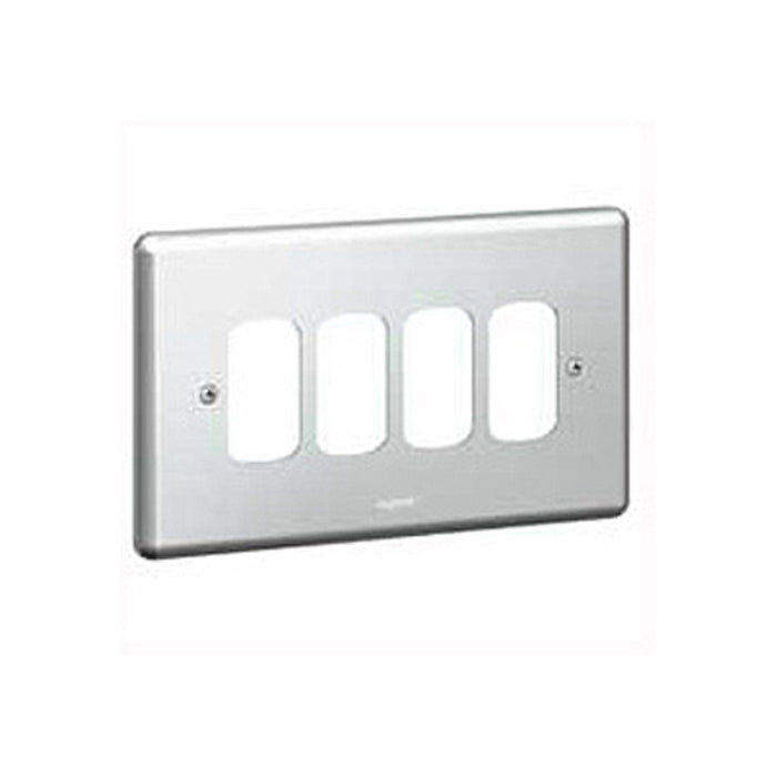 Legrand 733994 Front Plate 2 Gang 4 Module Small Aperture 86 X 146mm Metal Clad